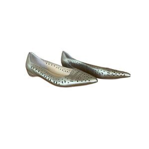 Ivanka Trump Women's Gold Cisa Leather Pointed Toe Cut Out Ballet Flat Size 9M